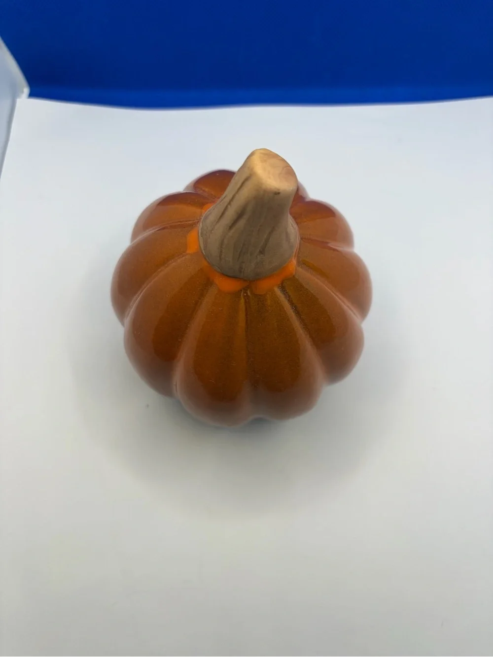Glazed Ceramic Orange Pumpkin Fall Autumn Harvest Decor